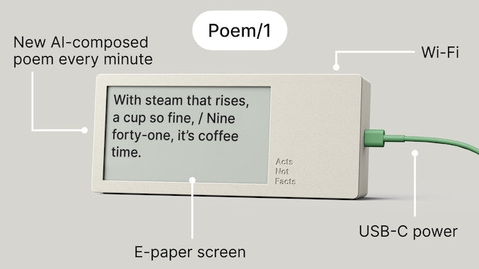 E-Ink新品：Poem/1 ── 一款以詩歌追蹤時間的E-Ink時鐘