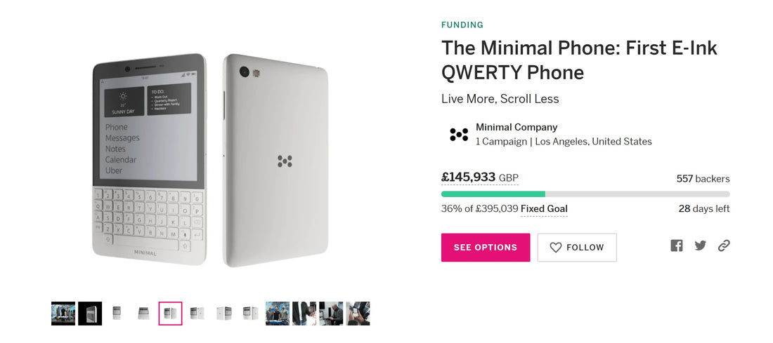 E-Ink新品：配備全鍵盤的E-Ink手機The Minimal Phone正式開始在Indiegogo平台眾籌